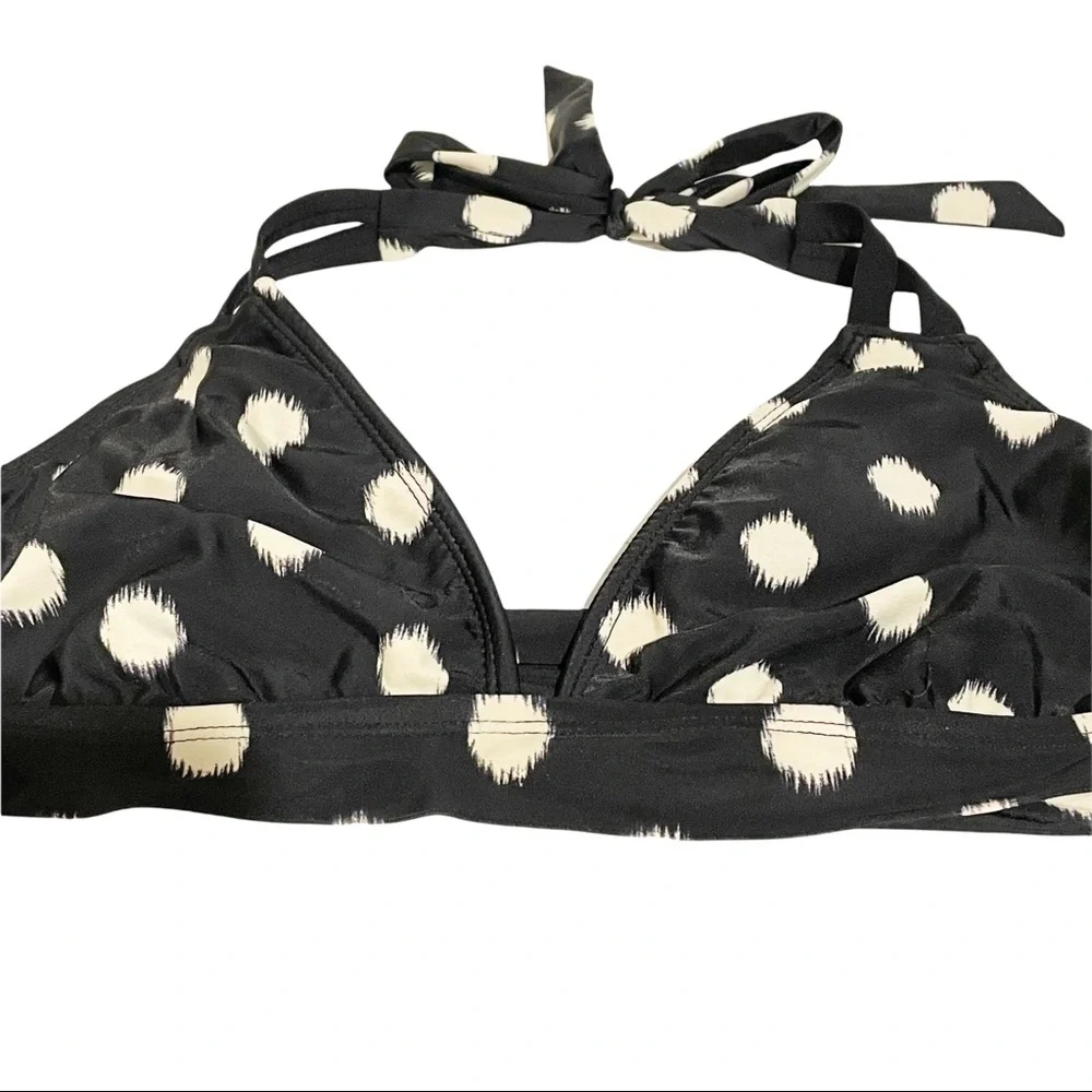 Mossimo Womens Black Polka Dot Tie Neck Back Halter Swim Bikini Swim Top XL